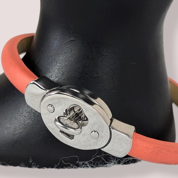 Fossil Orange Leather Steel Lock Bracelet - Picture 3 of 6
